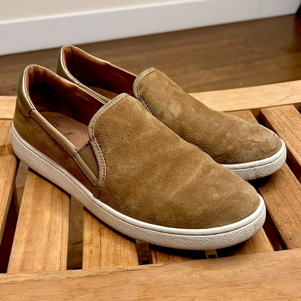 Leathe Ugg slip ons camel bronze